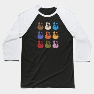 Acoustic Guitar Bodies Colorful Theme Baseball T-Shirt